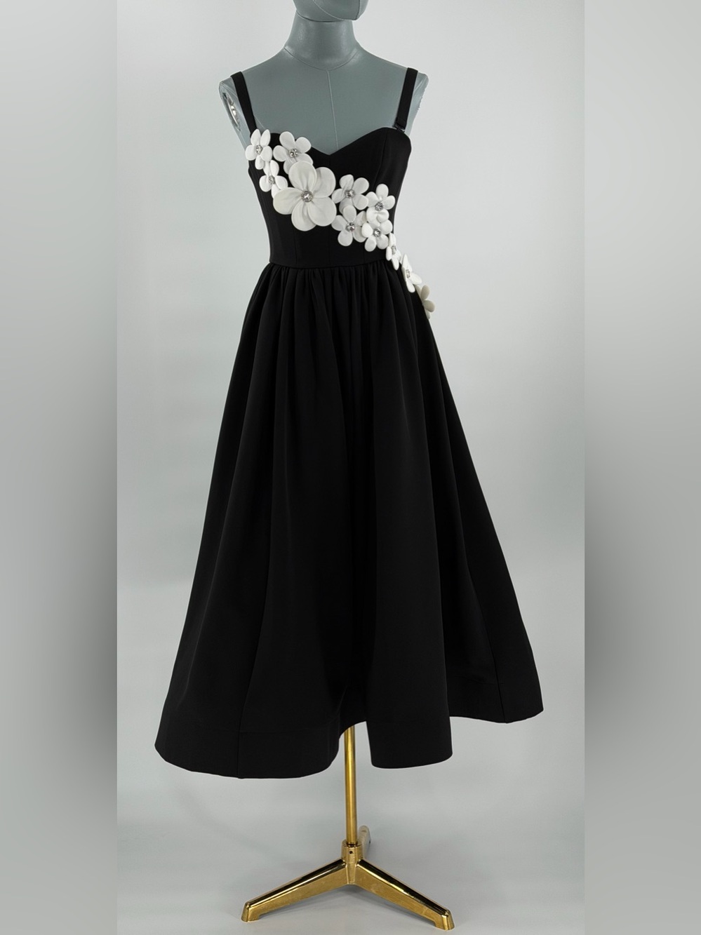 🆕 BRONX & BANCO 🧿 NWOT Inara Floral Midi Dress, Black & White - Sz XS US 2 - Picture 4 of 17